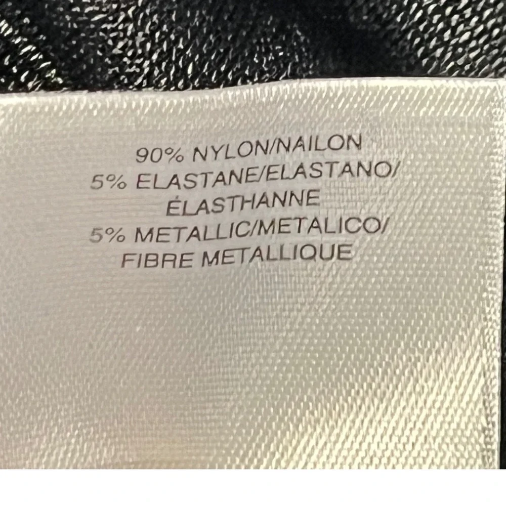 Anne Klein Black Silver Metallic Tie Front Blouse Womens Size‎ L